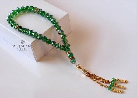 مسابح - سبح كرستال زجاج 33 حبة ( اخضر )